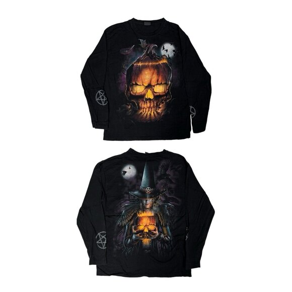 Spiral Direct Halloween Longsleeve Shirt Witch Skull Jack O Lantern Size XL - Picture 1 of 10